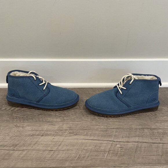 UGG Neumel Ankle Boots Mens 9 Blue Natural Canvas Indigo NEW - Picture 6 of 9